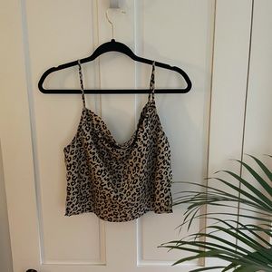 Forever 21 leopard cowl neck crop top